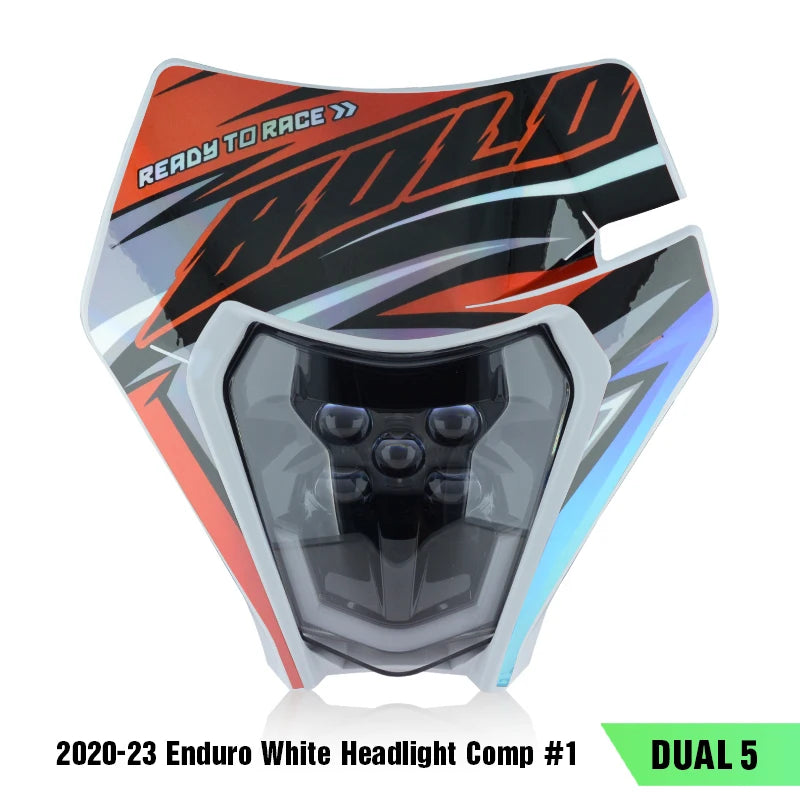 PowerZone Motorcycle LED Headlight Headlamp Head Lights Supermoto Fairing For KTM EXC SXF MX Dirt Bike Enduro LED Headlight