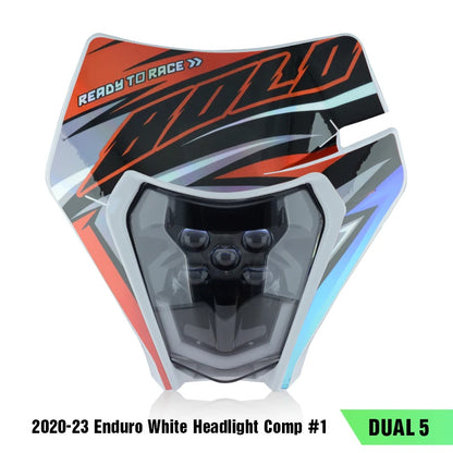 PowerZone Motorcycle LED Headlight Headlamp Head Lights Supermoto Fairing For KTM EXC SXF MX Dirt Bike Enduro LED Headlight