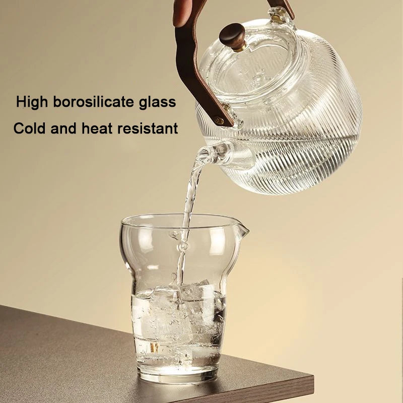 360 Rotation Poreless Filtration Teapot Glass Tea Maker Infuser Semi-Automatic Teaware for Home Office Travel Gong Fu Tea set