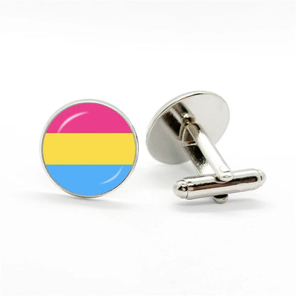 LGBT Rainbow Pride Cufflinks Man High Quality Jewelry Accessories Gay Pride Rainbow Flag Photo Suit Shirt Cuff Links Gift