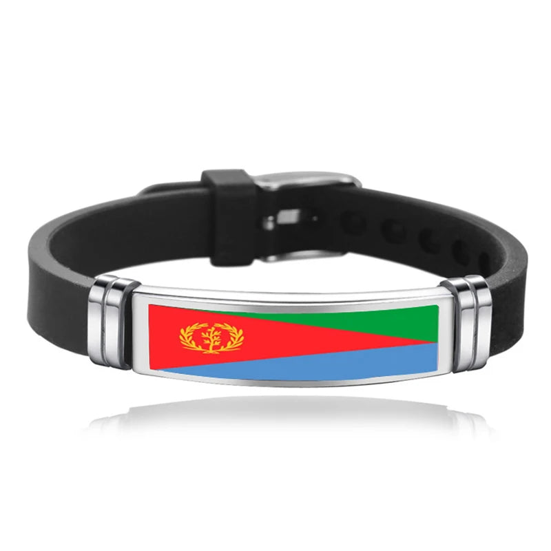 Fashion National Flag Bracelet USA France Canada Flags Bangle Adjustable Silicone Sports Bracelets Wristband For Men Jewelry