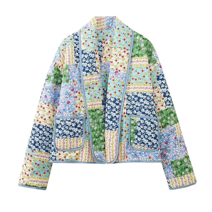 Women's Cotton Jacket Autumn And Winter New Floral Patterns Cardigan Cotton Jacket Elegant Ladies Street Shoot Women's