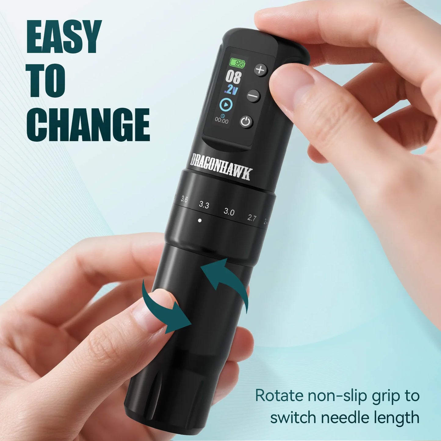 Dragonhawk Wireless Tattoo Machine 7 Strokes Length Power By Mcore-A3 Wireless Wire Battery RCA  Pen Rotary Gun Supplies