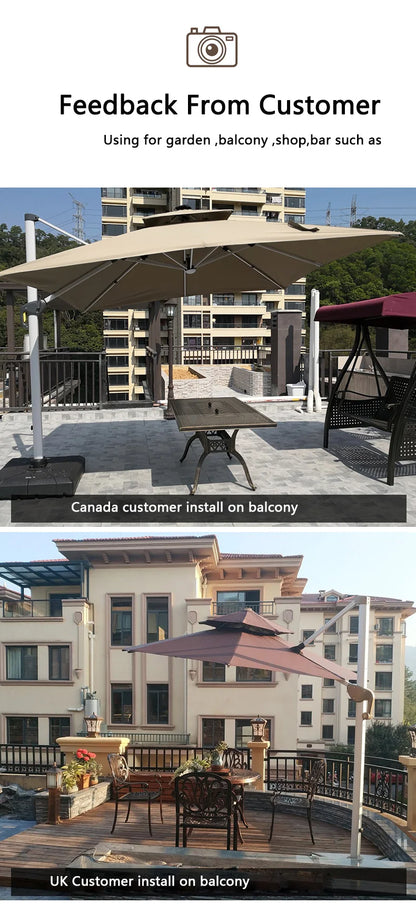 Outdoor Furniture Sunshade  Garden Umbrella Aluminum 3m square Offset Parasol 10 ft Cantilever Commercial Patio Umbrella & Bases