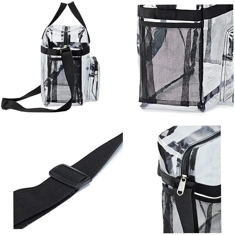 Portable PVC Transparent Shoulder Crossbody Bag Tote Satchel Handbag for Women Lady Large Capacity Clear Bag Shopping Handbag