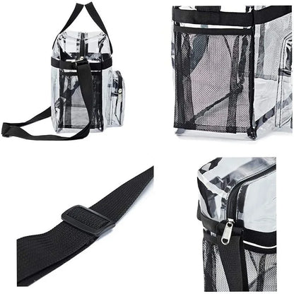 Portable PVC Transparent Shoulder Crossbody Bag Tote Satchel Handbag for Women Lady Large Capacity Clear Bag Shopping Handbag