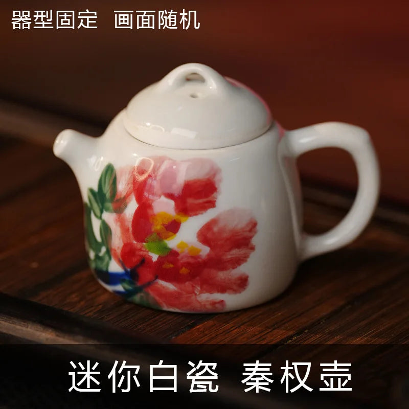 Mini Hand-Painted Ceramic Teapot Jingdezhen Hand- Pulled Tea Pet Micro Landscape Decorative Item Kitchen Dining Bar Essential