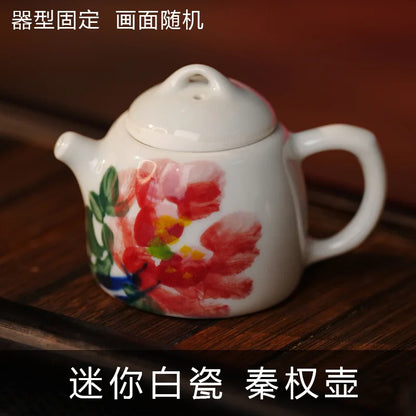Mini Hand-Painted Ceramic Teapot Jingdezhen Hand- Pulled Tea Pet Micro Landscape Decorative Item Kitchen Dining Bar Essential