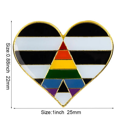 10pcs a lot Rainbow Pride Heart Shaped  Badge Symbol Pin Metal Badges Decorative Brooch Pins for Clothes Brooch Jewelry