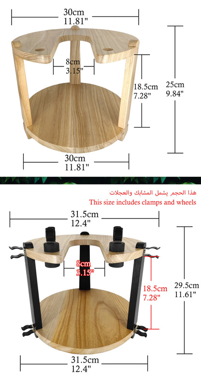 Shisha Stand Portable Wooden Hookah Table Holder Station With Wheels Rolling for Vase protection Hose Clamp Nargile Accessories