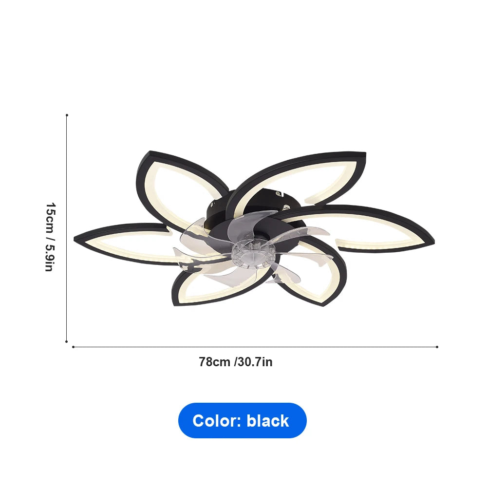 Ceiling Fan with Lights,Modern Dimmable Flower Shape, Remote Control/app Control,Timing 6 Gear Speeds Fan Ceiling Lamp