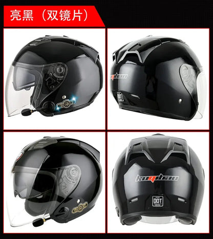 HOT DOT Approved Open Face 3/4 Motorcycle Helmet with Build-In Bluetooth Headset Earphone and Detachable Liner for honda