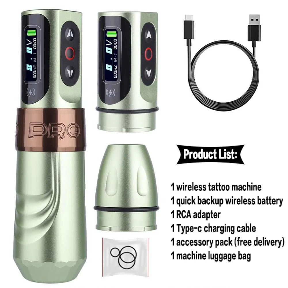 T-Rex Wireless Tattoo Machine Rotary Pen Coreless Motor 4.0mm Travel with Two 1600mAh Batteries Suitable for Tattoo Artists