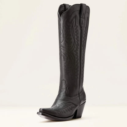 Women Western Cowboy Style Boots Pointed Thick High Heels Knee Length Embroidered Boot Autumn Block Heel Retro Casual Shoes