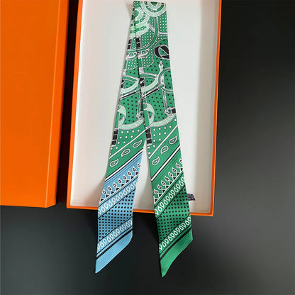 Luxury Brand Horse Bag Scarf 2024 New Design Womens Silk Scarf Fashion Head Scarf Headwear Long Skinny Scarves Bag Accessories