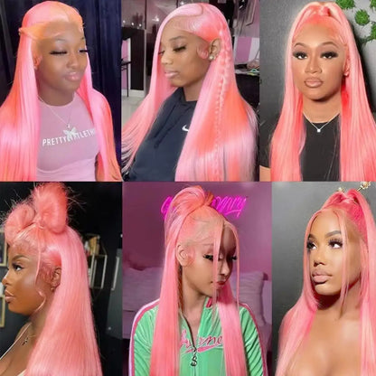 13x6 HD Lace Frontal Wig Pink Lace Front Wigs Human Hair 13x4 Staight Lace Front Wigs For Women Brazilian Colored Human Hair Wig
