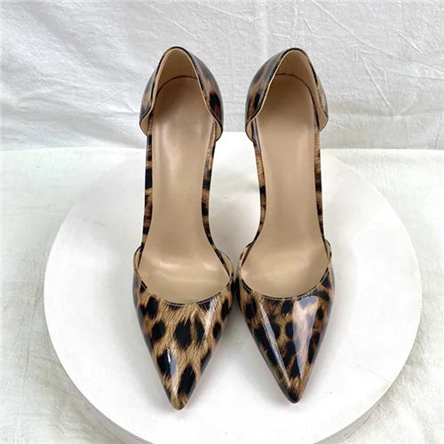 Leopard Print Sexy Women Pumps Shoes Women High Heels Pointed Toe Wedding Shoes 12cm Chaussure Femme QP023 ROVICIYA