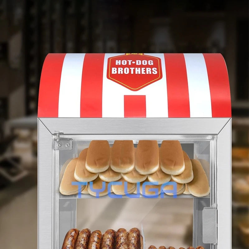 Commercial Hot Dog Warmer Cabinet Stainless Steel Display Heater Food Warming Showcase With Temperature Control For Outdoor Use