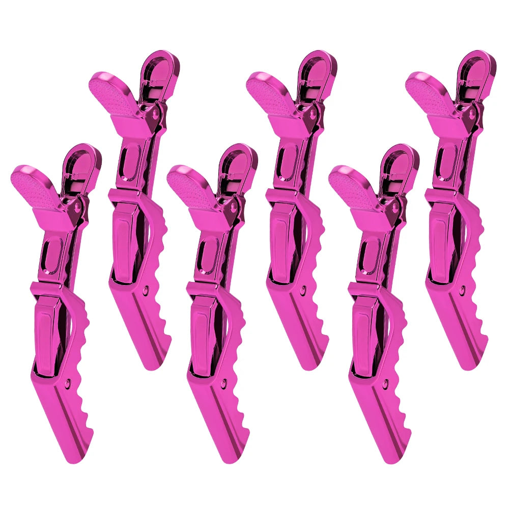 6pcs Crocodile Clip Plating Professional Hairdressing Perm Positioning Non-slip Clip Durable Portable Barber Shop Styling Tools
