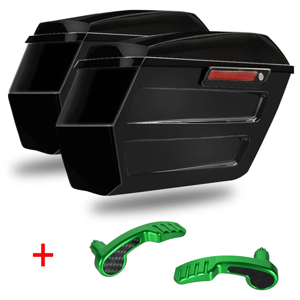 Motorcycle Hard Chopped Performance Saddlebag Bags&Carbon Fiber Latch Kit For Harley Touring Road King RG Street Glide 2014-2023