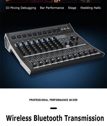 8/12 Channel Digital Mixer Audio Console 100 DSP Effects Bluetooth USB MP3 DJ Reverberation Sound Mixing Console
