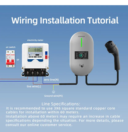 ROMADA EV Charging Station 32A Electric Vehicle Car Charger EVSE Wallbox Wallmount 7KW Type2 Cable IEC62196 Bluetoo APP Control