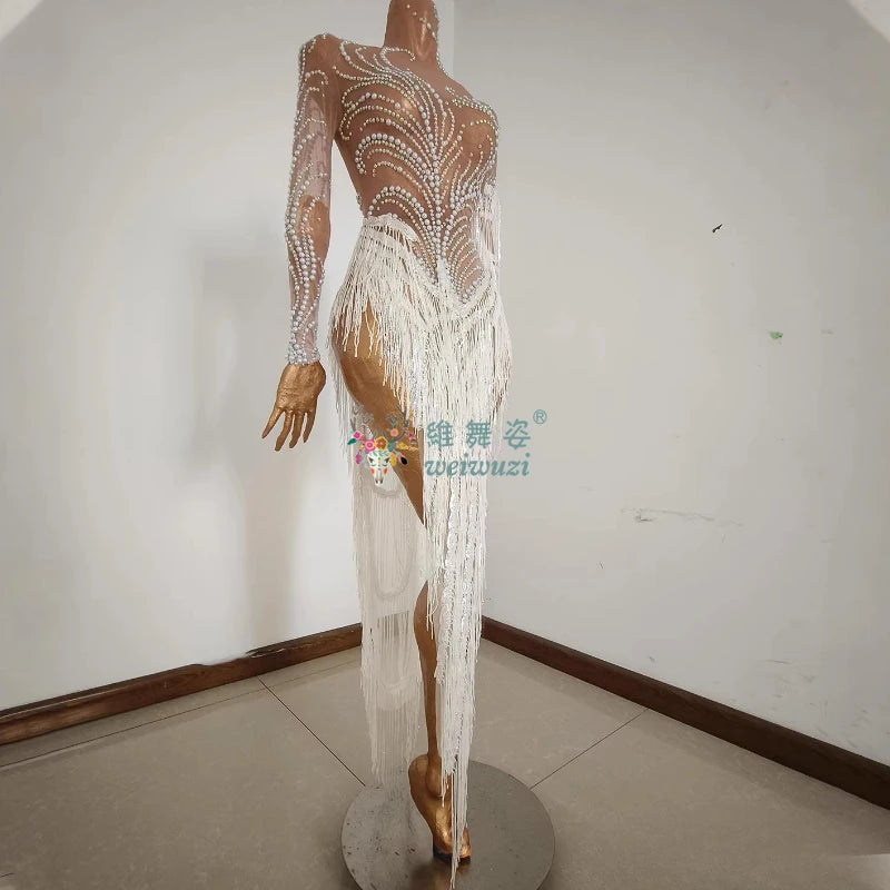 Latin Dance Costume for Adults and Child Customized Senior AB Stones Fringe Dresses Team Latin Professional Performance Clothing