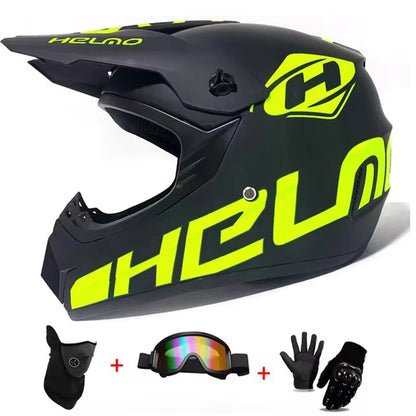 Motocross and Off-Road Helmet Set - Extreme Youth Challenge Full Helmet, Goggles, Gloves, and Protective Gear