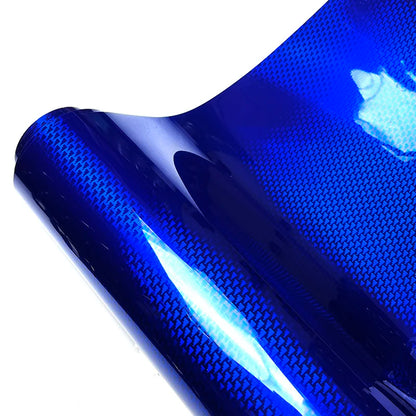 Ultra Glossy PET Ghost Blue Carbon Fiber Chrome Metallic Aircraft Pattern Vinyl Wrap Film Car Sticker Decal With Air Release