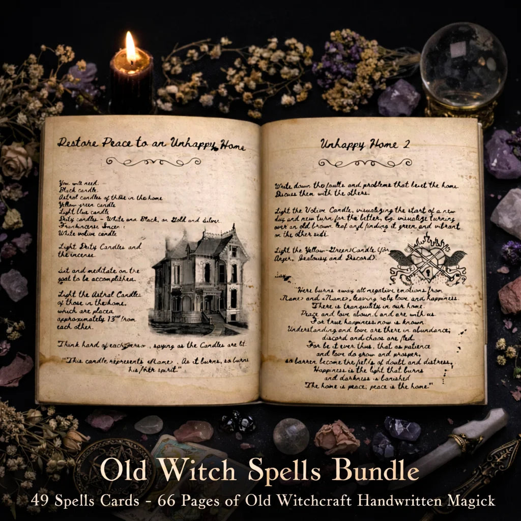 77 Pages Witchcraft Grimoire Pages Book of Shadows Kit with Moon Phases Herbal Lore Spells Gothic Dark Academia Witch Journal