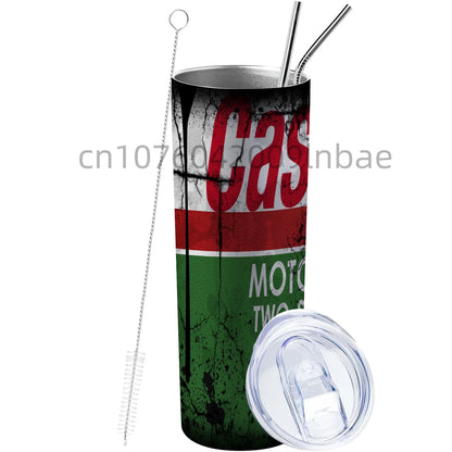 20Oz Motor Oil Stainless Steel Vacuum Double Wall Insulated Tumbler with Straw and Lid Cold Hot Drink Coffee Mug Engineer Gifts