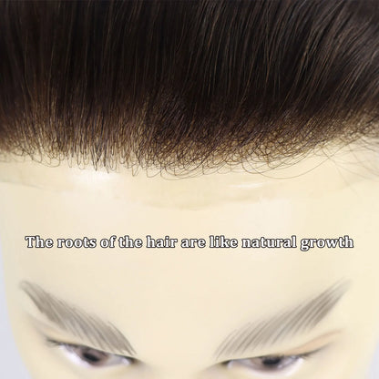 Men Toupee For Forehead 0.06mm Ultra Thin Skin #4 Brown Front Hairline Patch For Male Human Hair Wig Capillary Prosthesis Peruk