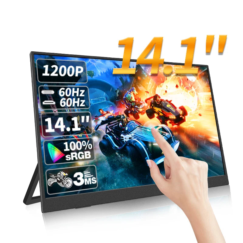 HGFRTEE 14 Inch Touch Screen Portable Monitor 100%sRGB 400cd/m2 Gaming Computer Expand Display For XBox PS4/ 5 Switch Loptop