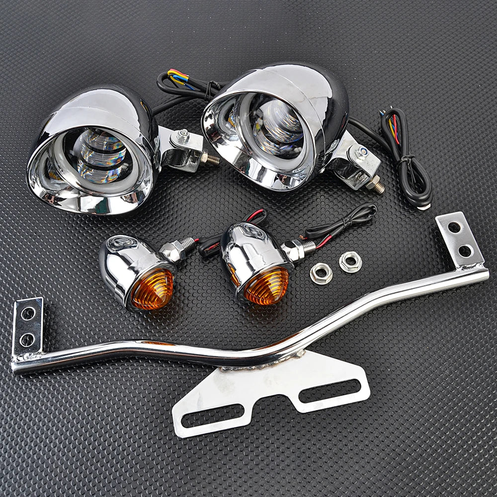 Motorcycle Headlight Spot Fog Light Turn Signal Light Bar Bracket For Honda VT VTX Shadow For Harley Kawasaki Suzuki Cruisers