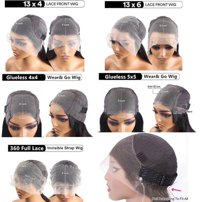 Straight 13x6 Lace Front Human Hair Wigs 360 Transparent Full Lace Wig 4x4 5x5 Lace Glueless Wigs For Black Women 30 40 Inches