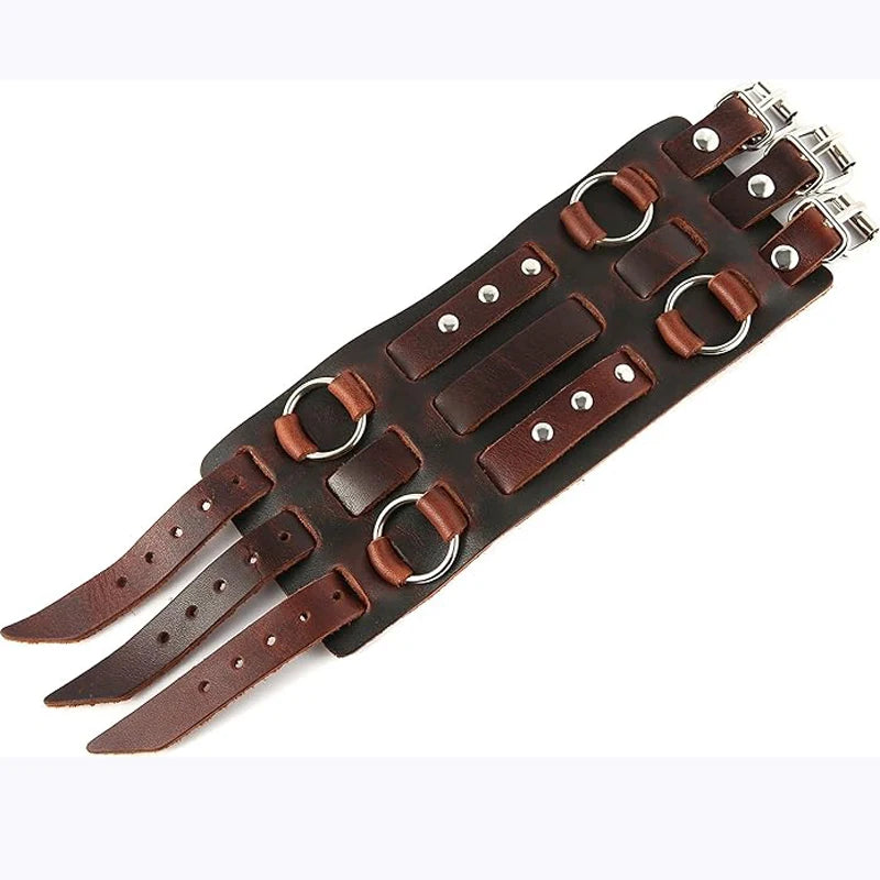 Wide Cuff Wrap Gothic Wristband Punk Rock Biker Wide Strap Leather Bracelet