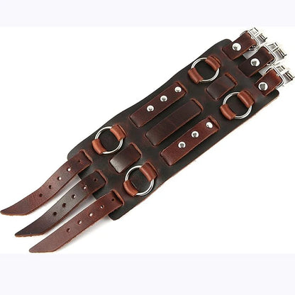 Wide Cuff Wrap Gothic Wristband Punk Rock Biker Wide Strap Leather Bracelet