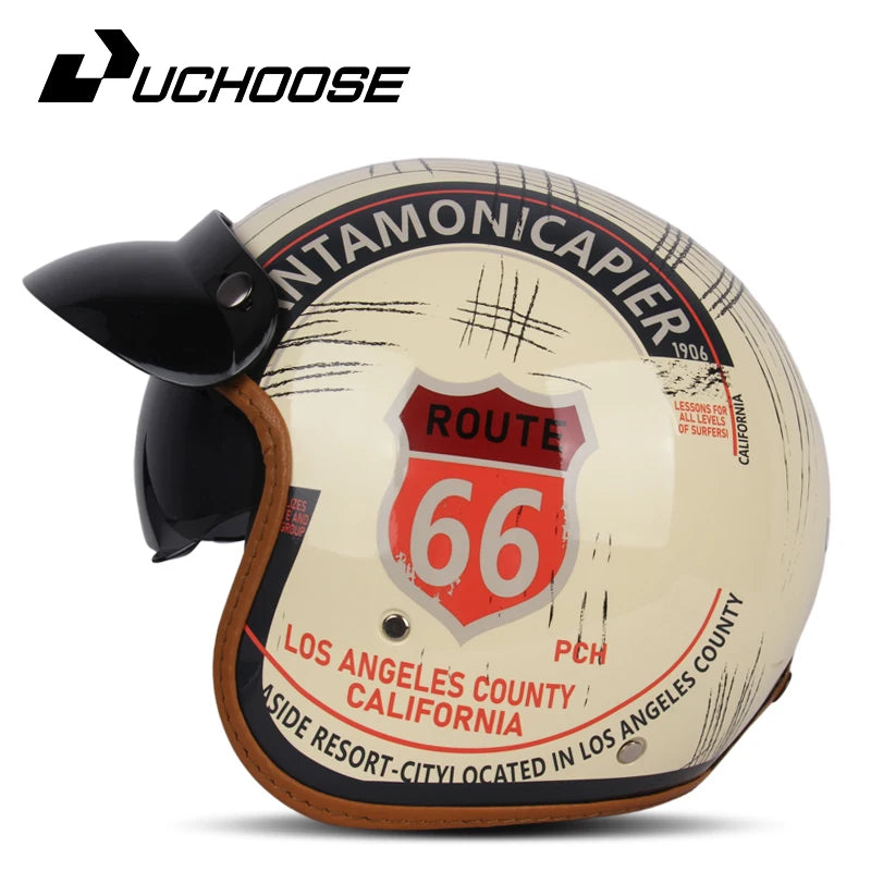 DOT Certificated Retro Motorcycle Helmet Cafe Racer Open Face Casco Moto Motorcycle Accessories Men Moto Helmets