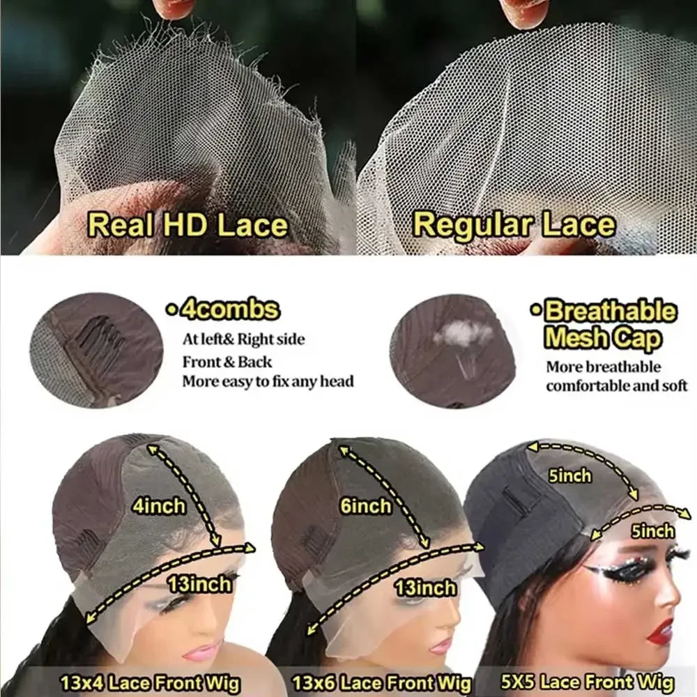 13x6 Body Wave Lace frontal Wig  Human Hair Pre Plucked Glueless 13X4 Brazilian Body Wave HD Transparent Lace Wigs For Women