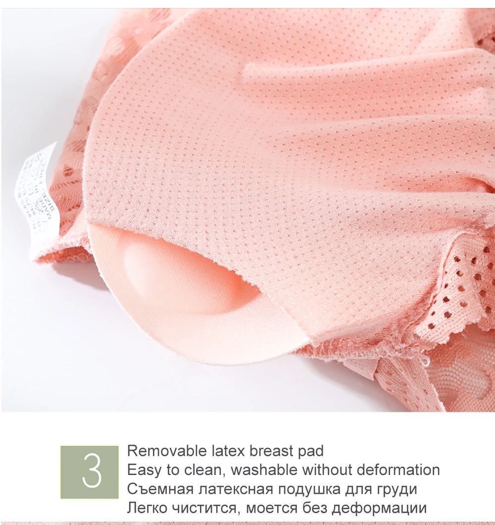Breathable Female Vest Sexy Lace Bra Beauty Back Women Wire Free Push Up Bralette Underwear Seamless Wireless Gather Brassiere