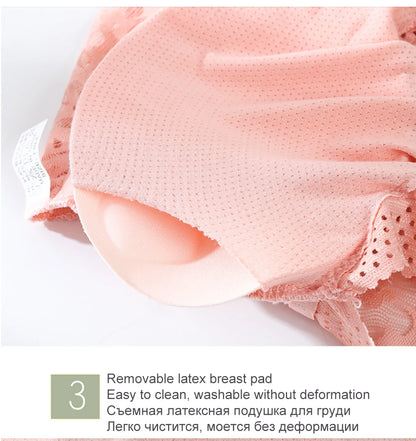 Breathable Female Vest Sexy Lace Bra Beauty Back Women Wire Free Push Up Bralette Underwear Seamless Wireless Gather Brassiere