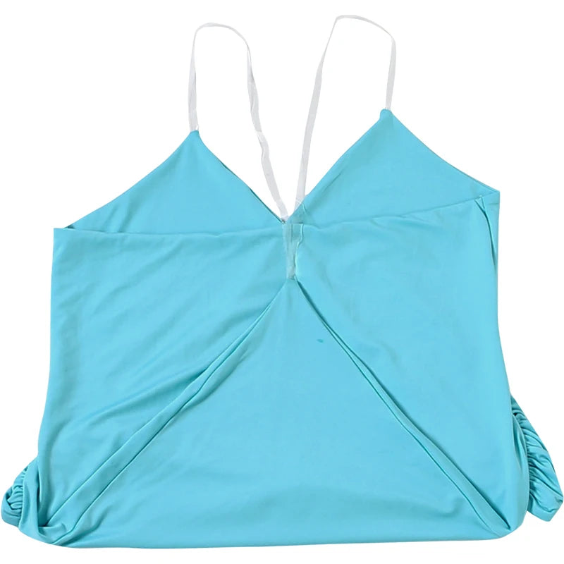 Weird Puss Hottie Backless Tank Top Women Sexy Cross Ruched Patchwork Sleeveless Stretch Wild Trend Midnight Street Club Vest