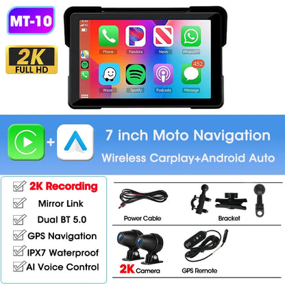 Jansite 5/7 inch Portable Carplay Motorcycle DVR GPS Navigation IPX7 Waterproof LCD Display For Wireless CarPlay Android Auto
