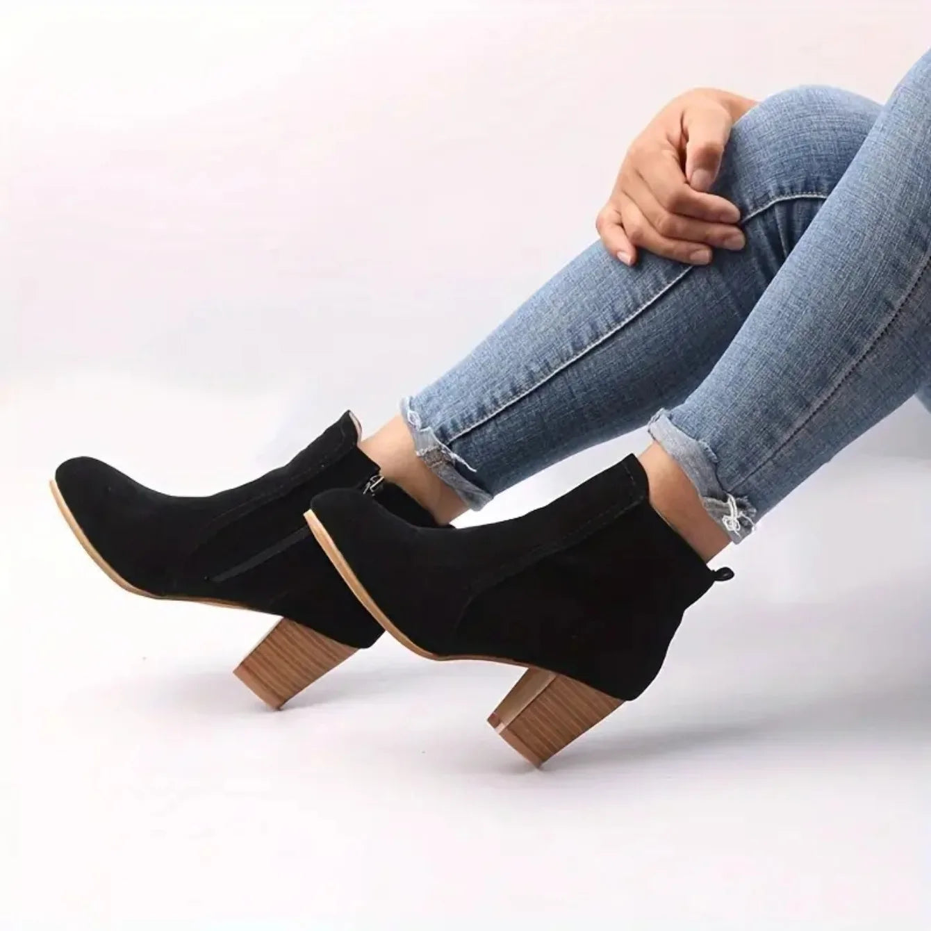Woman Boots Autumn Winter Chunky Heels Zip Shoes for Women Luxury Fashion Chelsea Ankle Boots Women Fashion Comfortable Boots