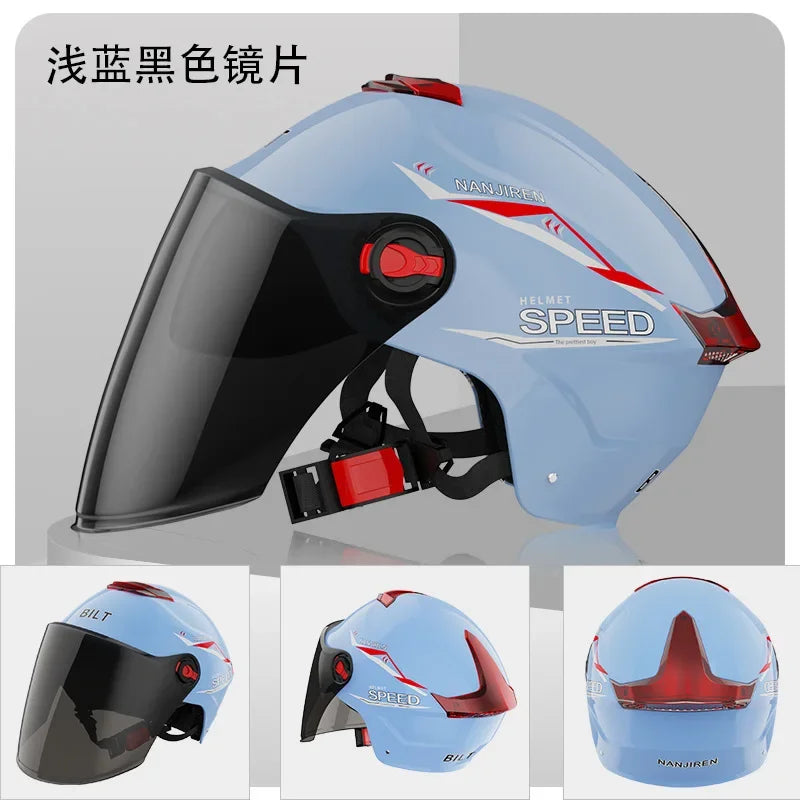 Summer Sun Protection Motocycle Helmet Universal Safety Half Helmet Windproof  Rainproof Electric Bicycle Comfortable