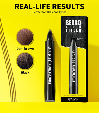 SEVICH Beard Filler Pen Waterproof Beard Coloring Pen Beard Coloring Filling Enhancer Black Fiber Hair Beard Stuffing Pen Tool