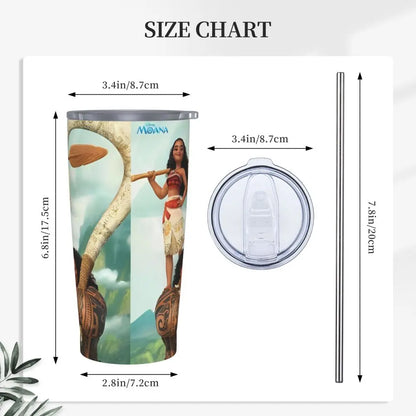 Moana and Pua Cartoon Movie Insulated Tumbler with Straws Stainless Steel Coffee Mugs Double Wall Car Bottle Cups 20oz