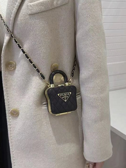 Diamond chain box, exquisite and versatile accessories, niche mini lipstick crossbody bag, earphone bag