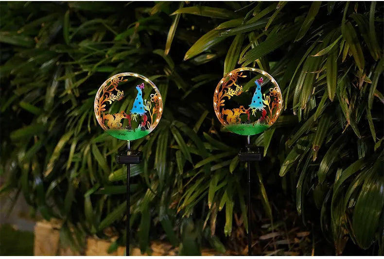 Solar Wrought Iron Cat Butterfly Ground Plug Lights, Outdoor Courtyard Projection, Lawn LampAtmosphere Decoration, Cross-Border
