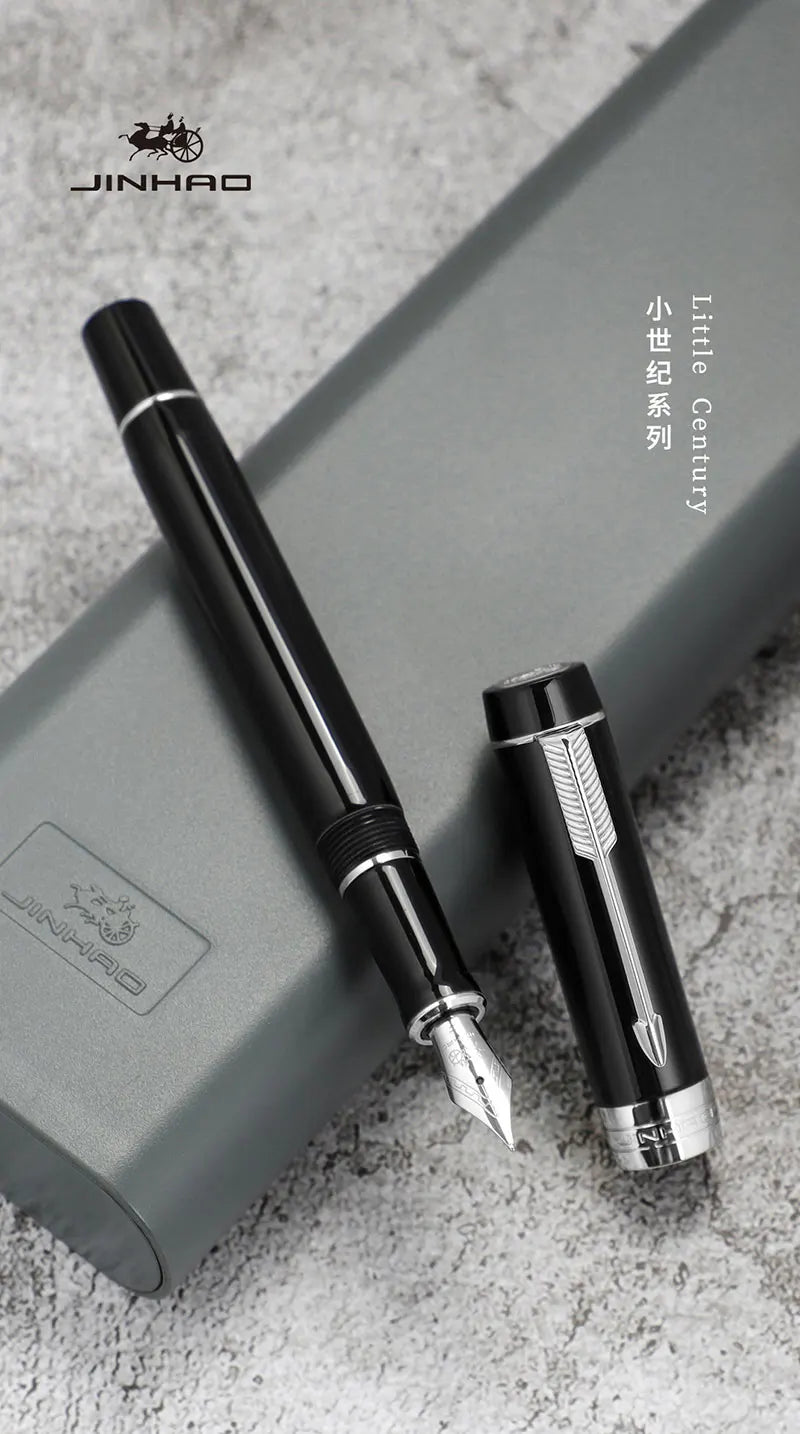 Jinhao 100 Fountain Pen Commemorative Resin Good Pen Nib 18 KGP Gold Sandwiched Thin Tod Small Business Office Gift Pen